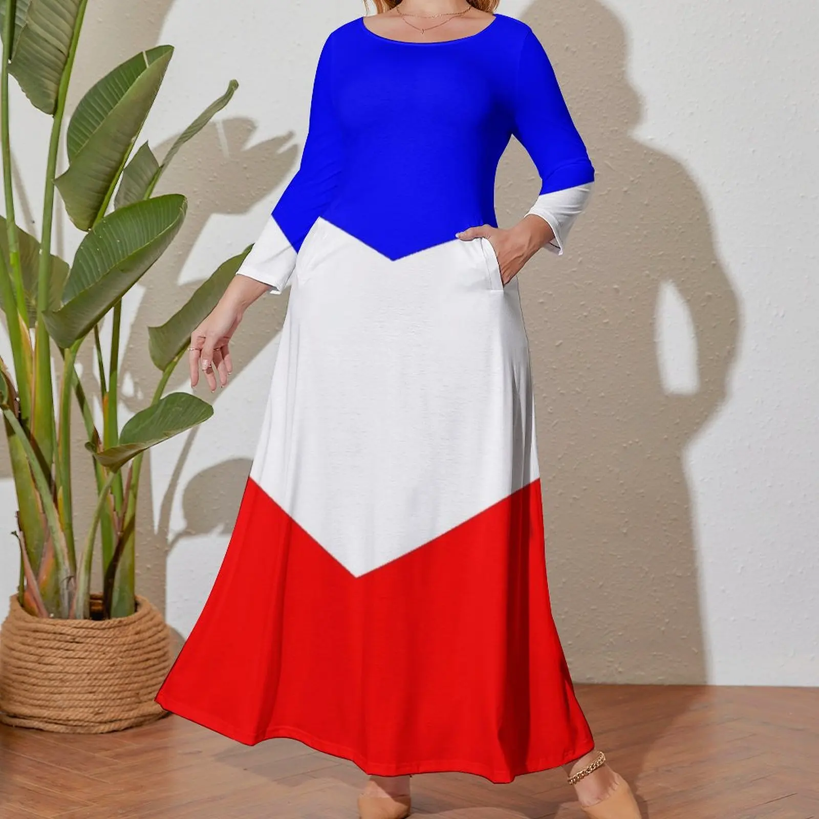 Bleu Blanc Rouge Long Sleeved Dress Women's summer suit Summer women's clothing women clothing 2024 new arrivals