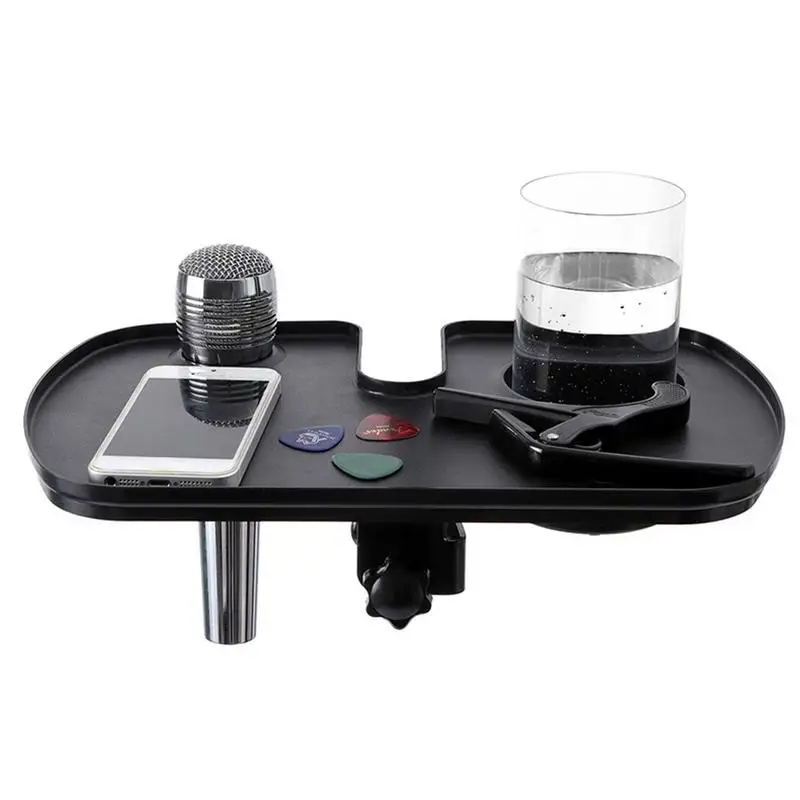 Microphone Stand Tray Sound Card Tray Adjustable Cup Holder Utility Storage Shelf Bracket for Music Sheet Guitar Accessory Tuner