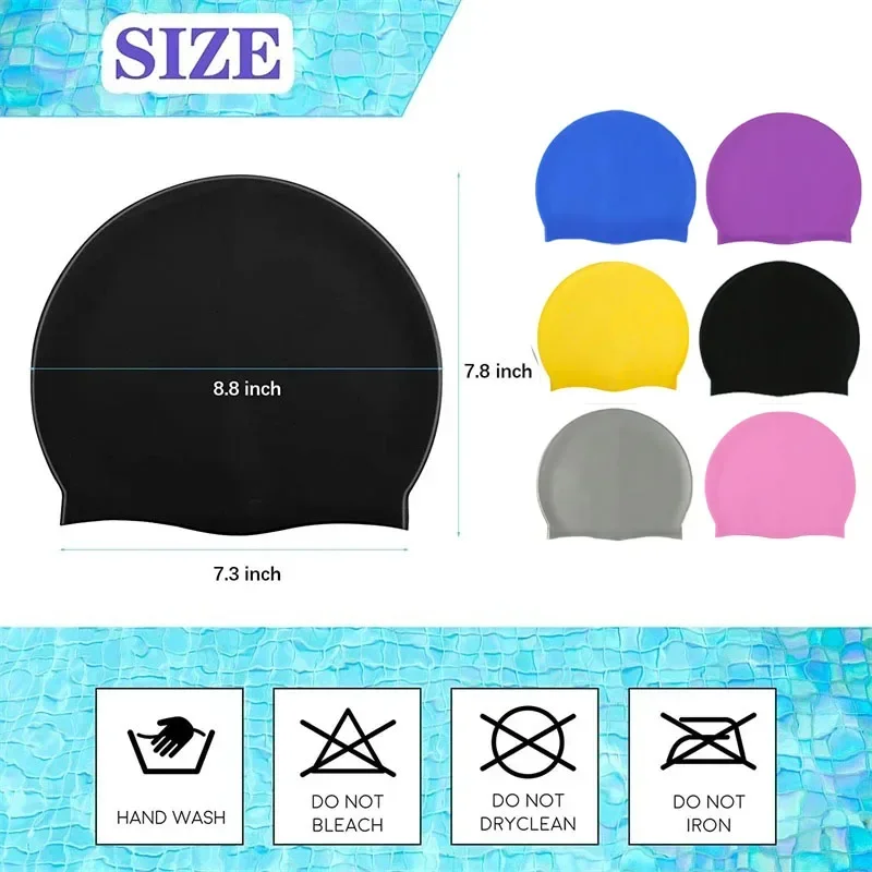 Waterproof Silicone Swim Caps Women Men High Elastic Flexible Protect Ears Hair Swimming Pool Hat for Adults Children Girls Boys image 5