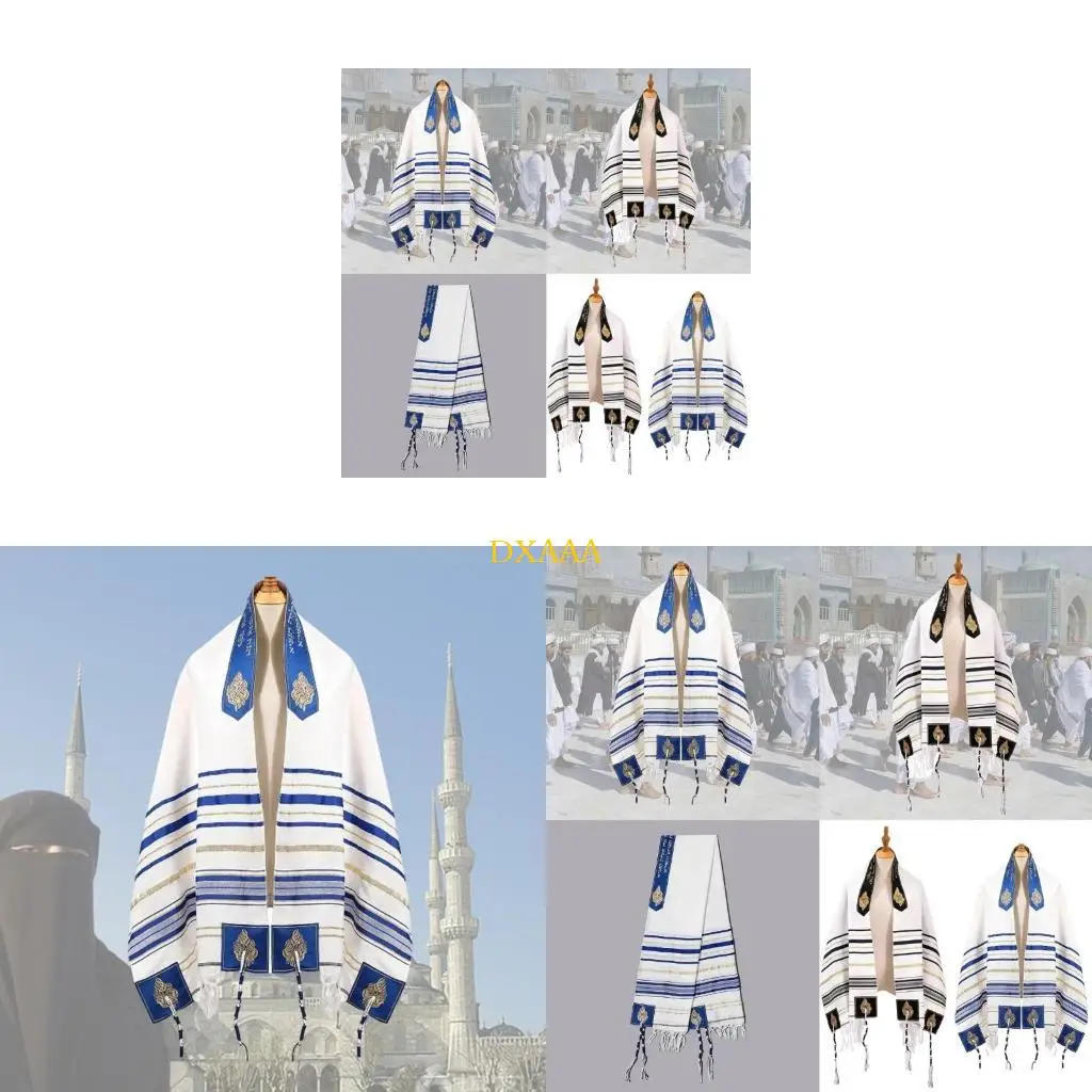 

DXAA Large 60x180cm Religious Shawl Polyester Tallit for Religious Ceremony