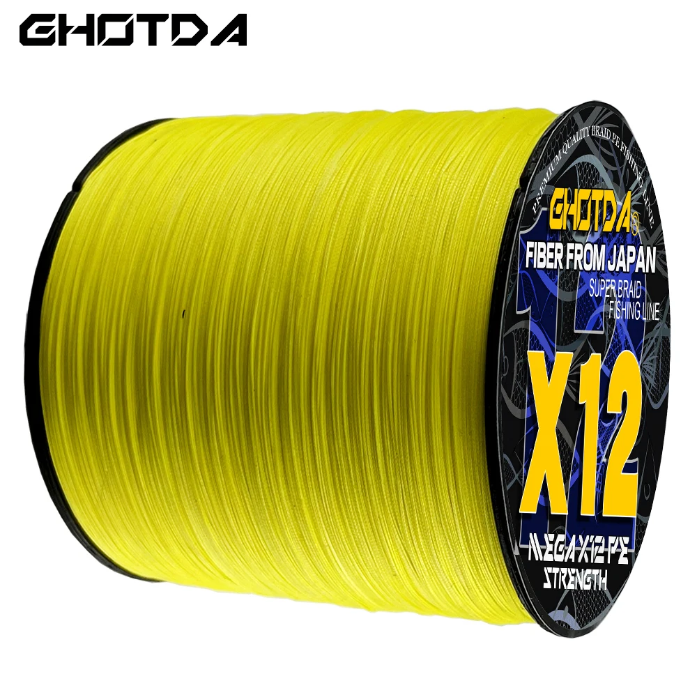 GHOTDA Braided Fishing Line 12 Weaves Threads 300m 0.16mm-0.55mm Smooth Strong Multifilament PE Wire Anti-bite For All Waters