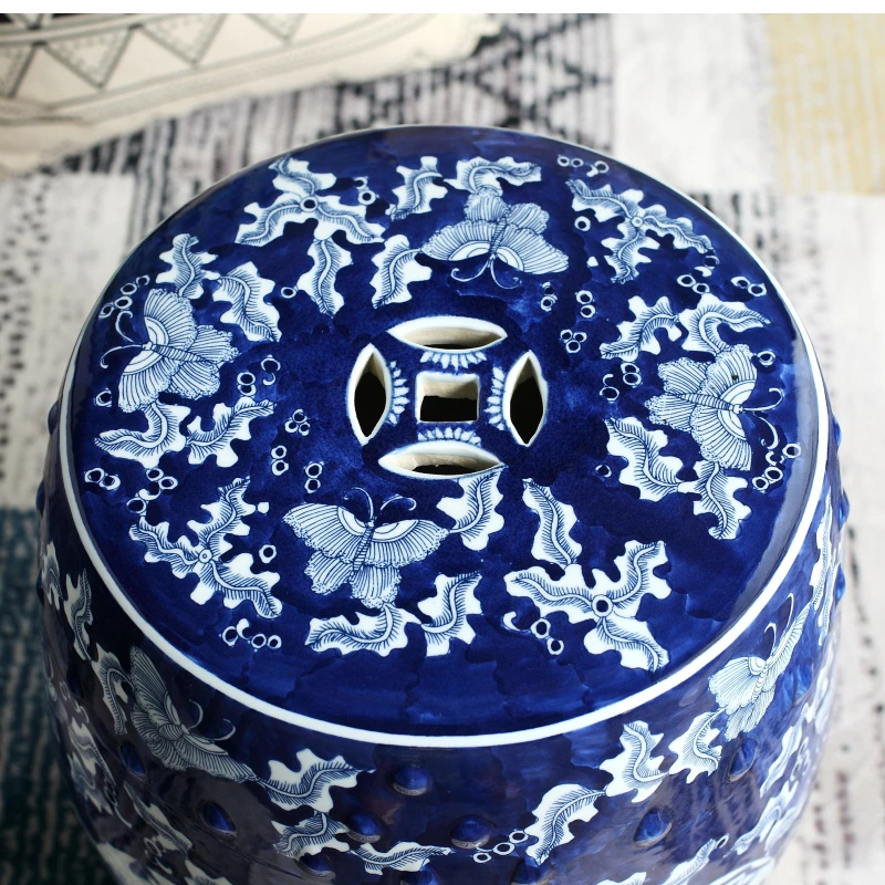 China Jindezhen dressing ceramic garden stool Chinese ceramic drum stool bathroom porcelain garden bar stool