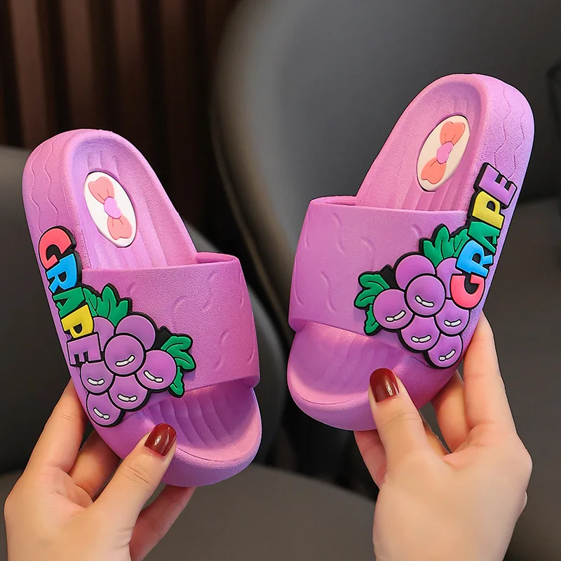 Girls Slippers Summer Cartoon Fruit Kids Shoes Non-slip Platform Slides Baby Boys Bathroom Flip Flops Comfortable Home Slippers