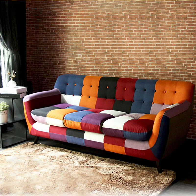 Creative Color Sofa Fabric Art Personalized Sofa Small Unit Three Person Combination Art Sofa