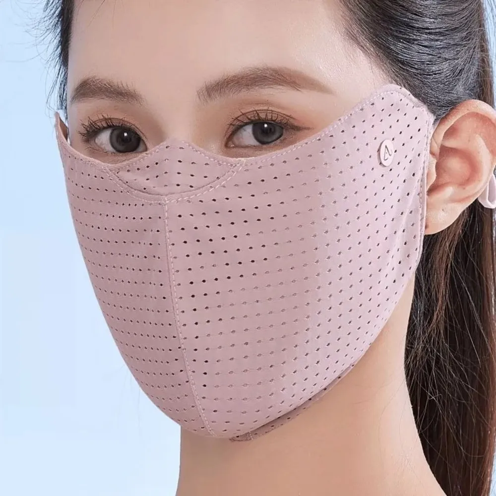 New Breathable Ice Silk Mask Washable Dustproof Sunscreen Mask Anti-UV Mesh Face Cover Scarf Outdoor Sports