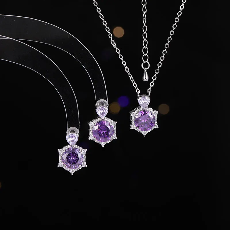 

European and American star earrings necklace, simple six-pointed star super flash zircon set, high-end stud earrings