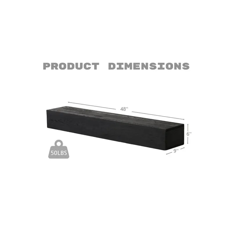 Mensola flutuante de parede para lareira de cedro em relevo de 48 polegadas para decoração de casa e peças de destaque