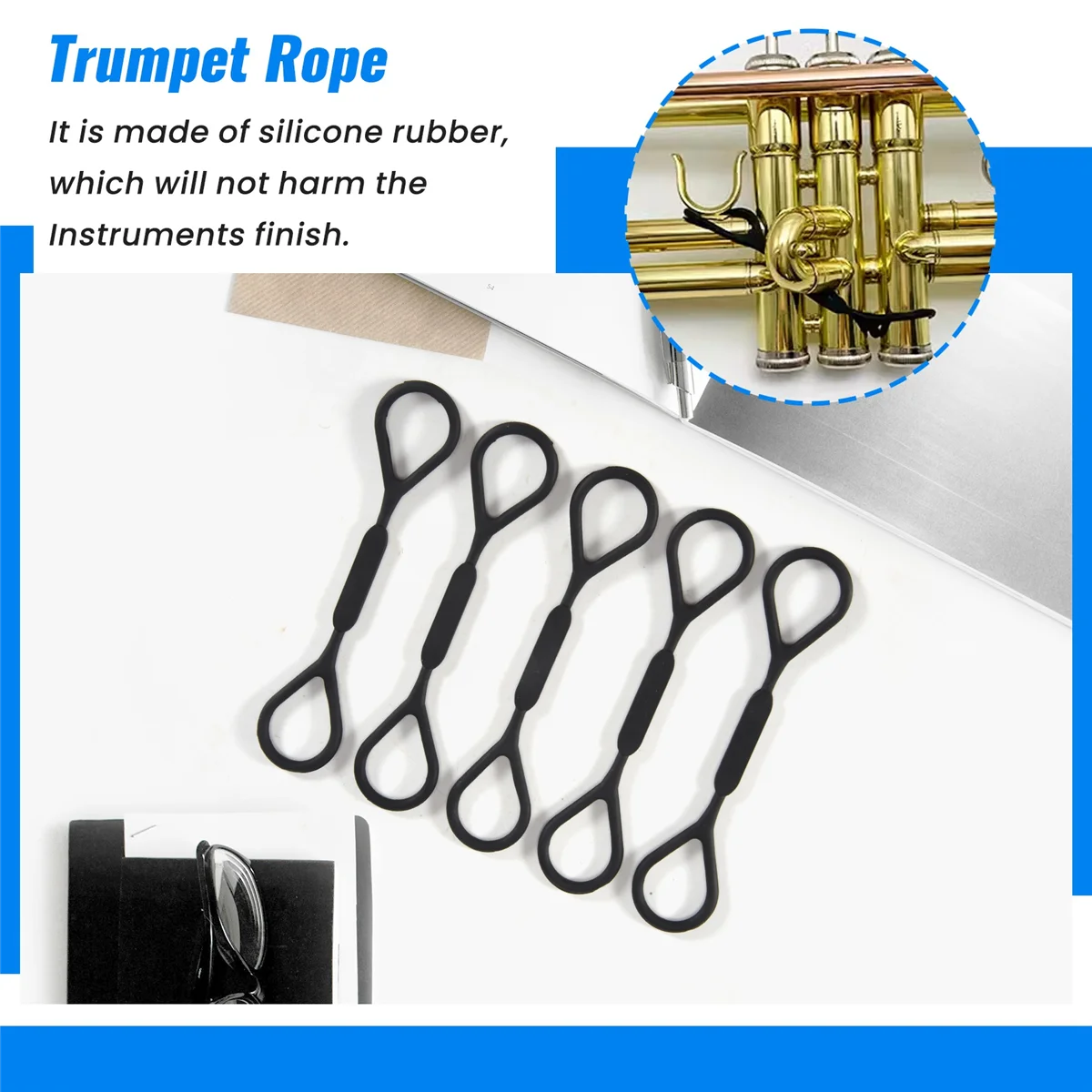 ¡Calidad! 5 uds instrumentos musicales trompeta tapón deslizante anillo de silicona accesorio de trompeta reemplazo