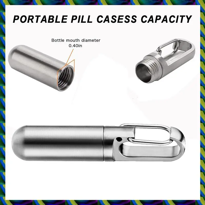 يوميا 2X جيب صغير حبة مربع المفاتيح، المحمولة حبة حالة الفولاذ المقاوم للصدأ السفر حبة الحاويات المفاتيح حامل حبوب منع الحمل