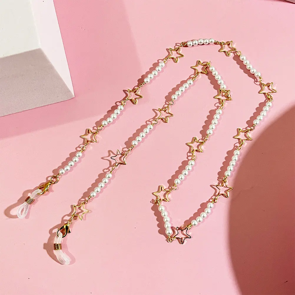 Glasses Chain for Women Stylish Eyeglass Strap with Pearls Anti-Drop Lanyard Perfect for Work Shopping Beach Travel Gift