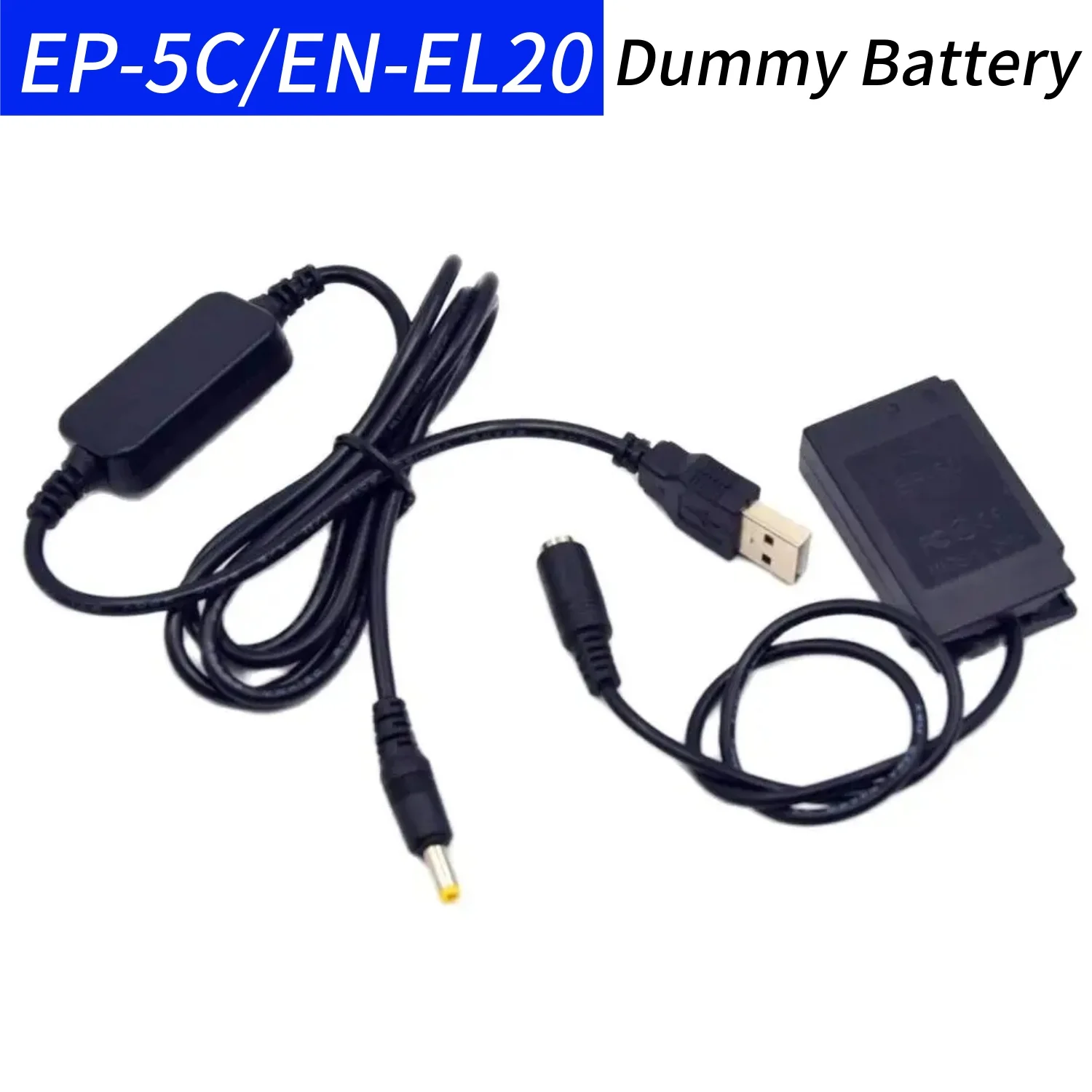 

USB DC Cable+EN-EL20 Dummy Battery EP-5C DC Coupler for Nikon 1J1 1J2 1J3 1S1 1AW1 1V3 P1000 DL24-500 COOLPIX A Camera