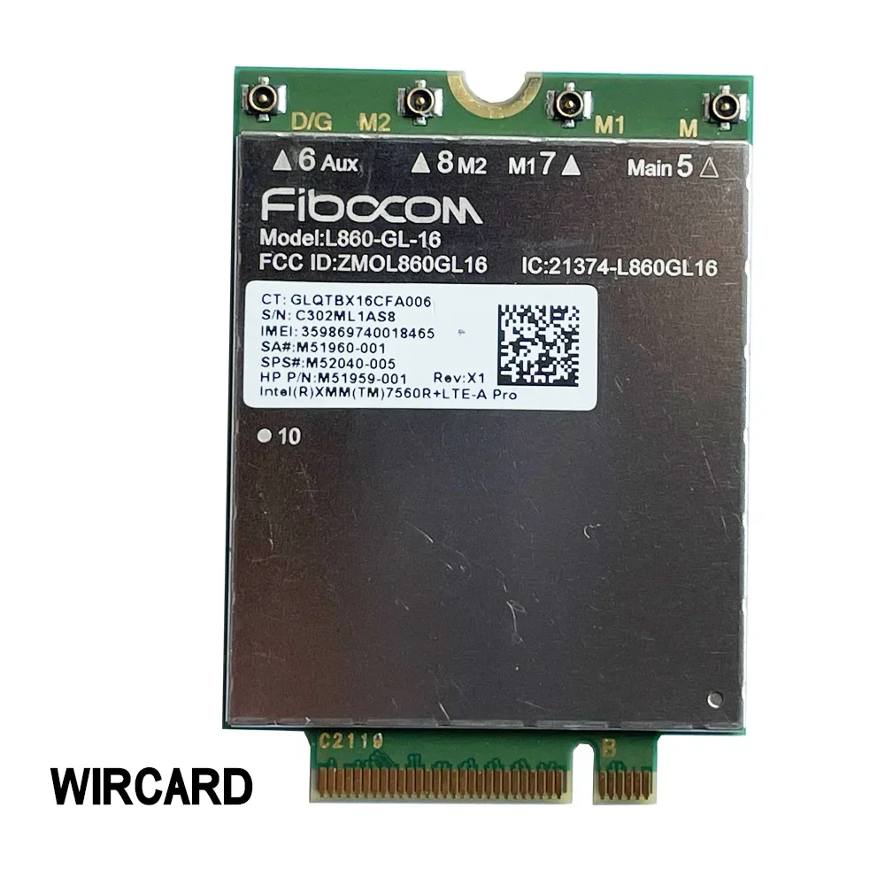 WIRCARD-L860-GL-16 lte cat16 m.2モジュール (4g、L860-GL、M52040-005、4gモデム、ngff、ラップトップ、hp用)