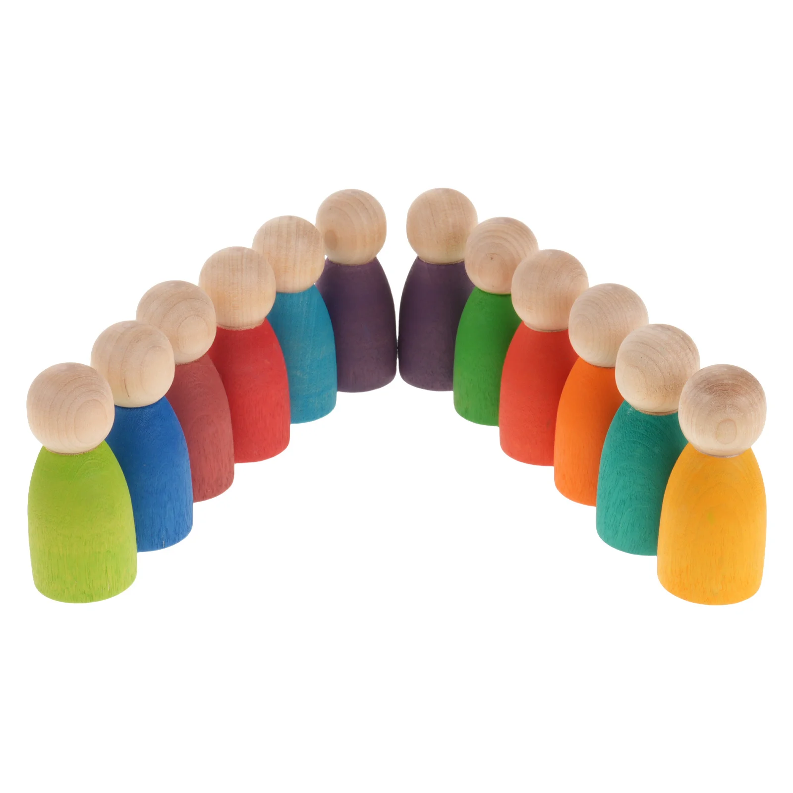 

12Pcs Wooden Stacking Pegs: Rainbow Color Sorting for Preschool Learning - Fine Motor Skill Development - Montessori Educational