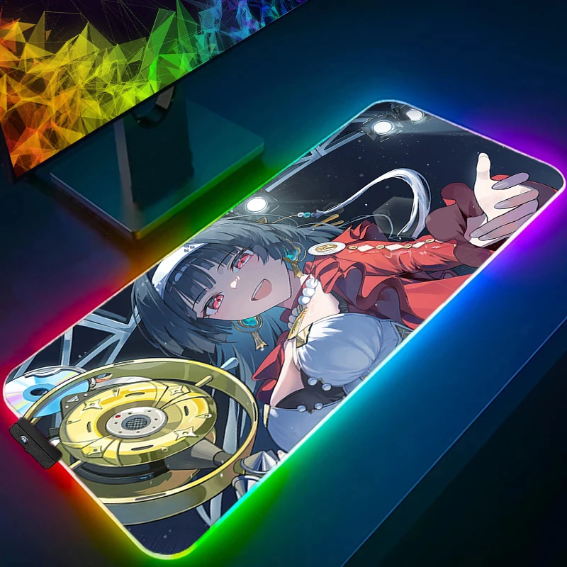 

LED Mouse Pad Anime Gaming Accessories Mousepad Gamer RGB PC Computer Zenless Zone Zero Keyboard Pad Astra Yao Desktop Mouse Mat