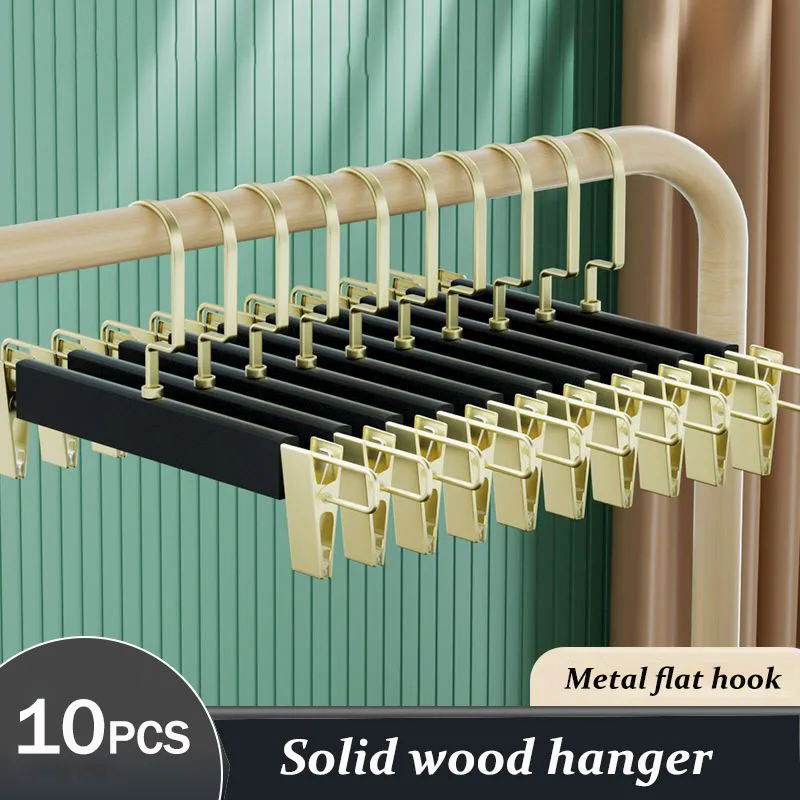 

5/10Pcs, Wooden Clothes Hangers Pants Organizer Closet Storage, Anti slip JK Skirt Hangers Drying Rack Wardrobe Save Space