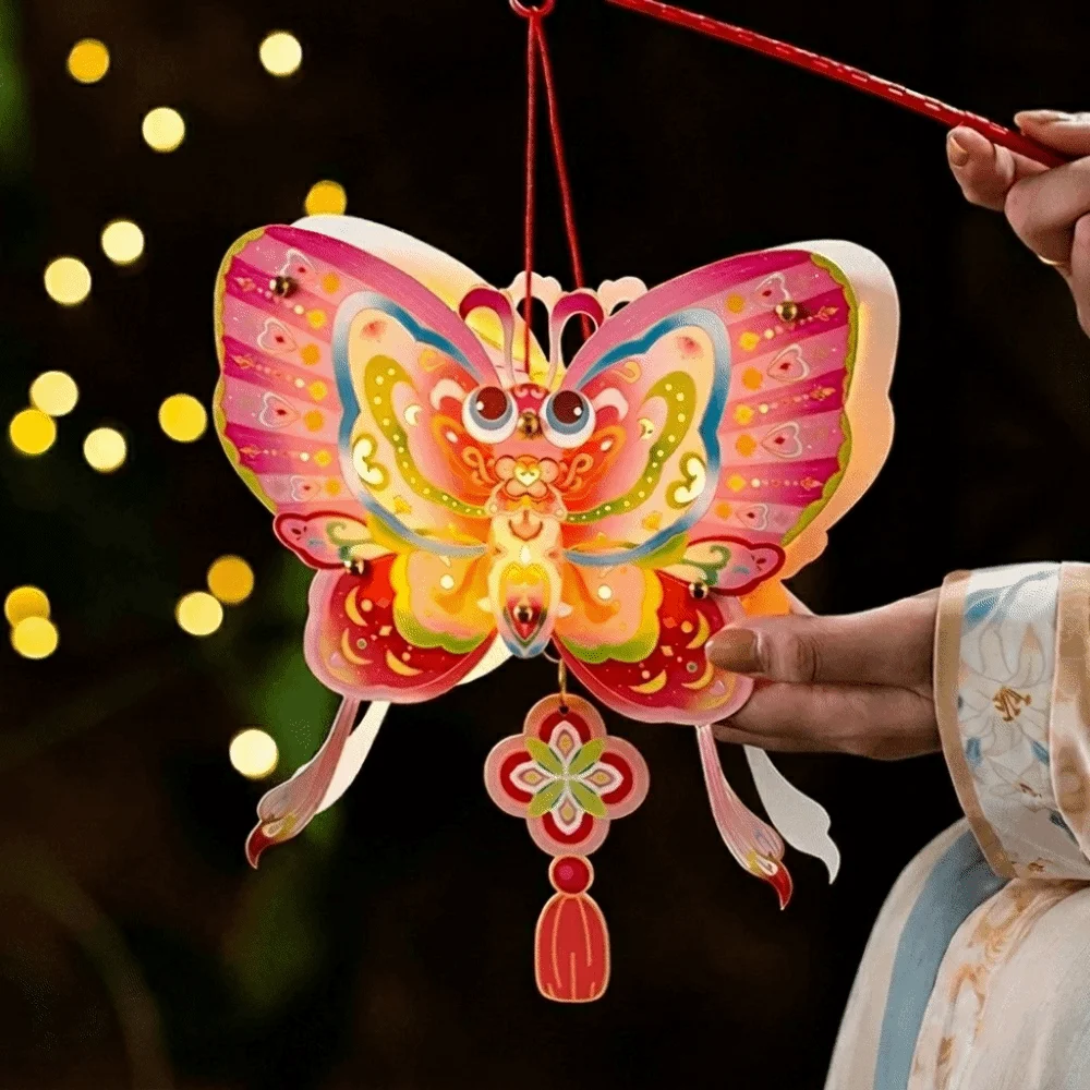 Butterfly Mid-Autumn Festival Glow Lanterns Paper Traditional Children's Hand-held Lanterns Rabbit DIY Material Package
