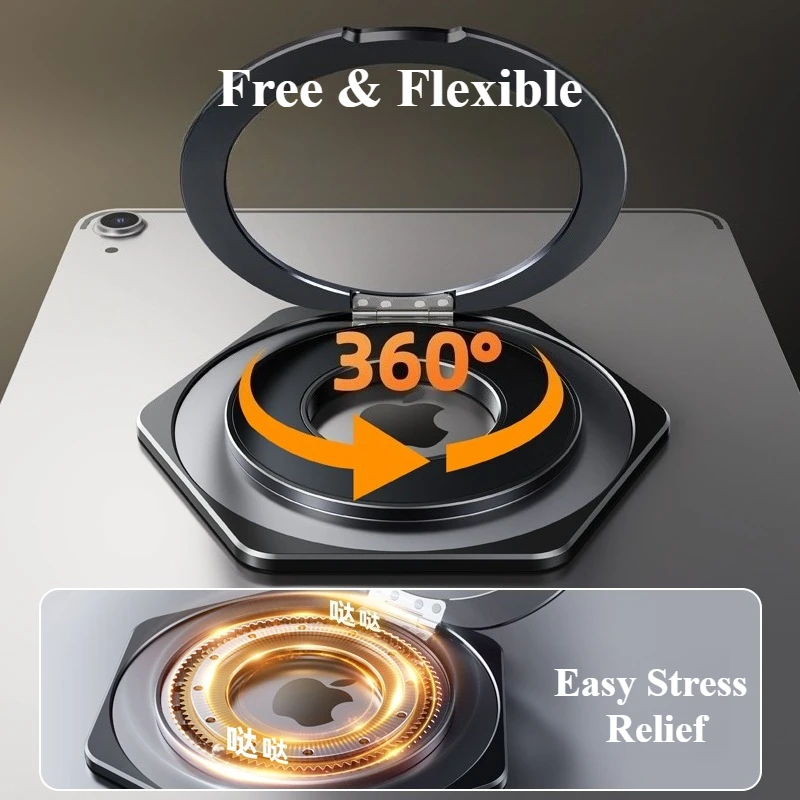Magnetyczny uchwyt na tablet Oatsbasf z obrotem 360 °   Obrotowy Stojak Pierścieniowy Metalowy Uchwyt Samoprzylepny Uniwersalny do Tabletu iPad Pad — zdjęcie produktu 3