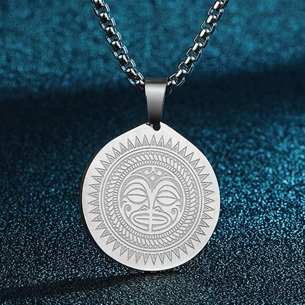 CHENGXUN Ancient Indian Sun God Mask Pendant Necklace for Women Men Religious Charm Neck Chain Amulet Talisman Jewelry