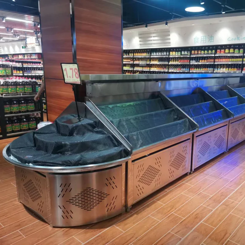 (customized)Supermarkets often use shelves to keep vegetables and fruits