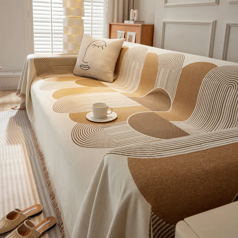 

Nordic Tassel Throw Blanket Four Season Sofa Cover Dust Anti-cat Scratch Protection Cover Sofa Blanket Carpet Travel Rug Tassels