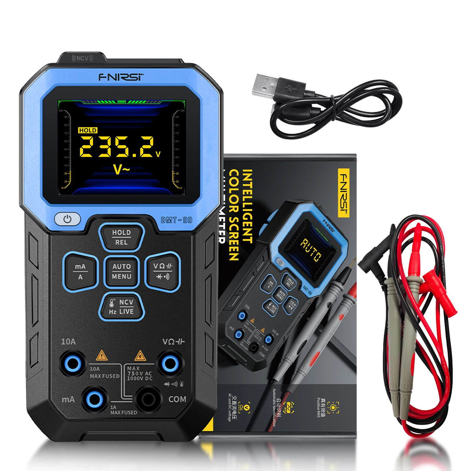 FNIRSI DMT-99 Handheld Digital Multimeter 10000 Counts Voltage Current Resistance Capacitance Frequency Temperature NCV Tester