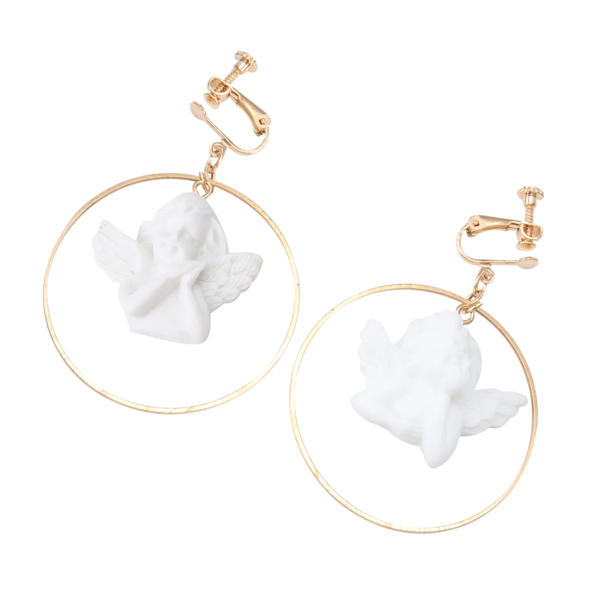 Archery Angel Earrings Daily Wear Gypsum Cupid Asymmetrical Hook Plastic Eardrop