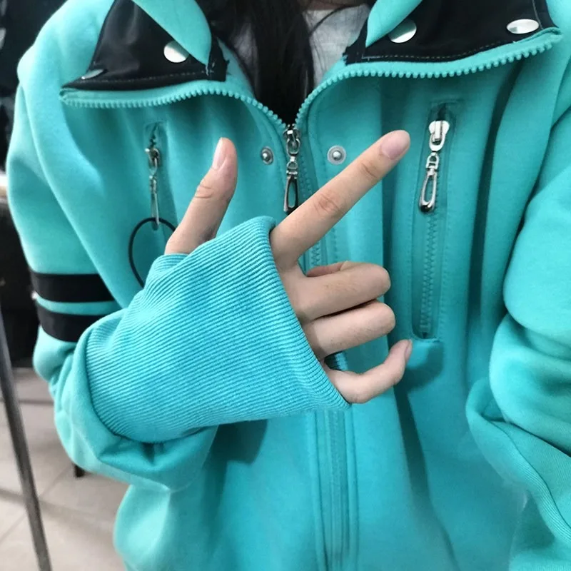 Anime Kaneki Ken Cosplay Costume Green Hooded Sweatshirt Zipper Jacket Coat for Men Role Play Outfit Casual Clothing view 3