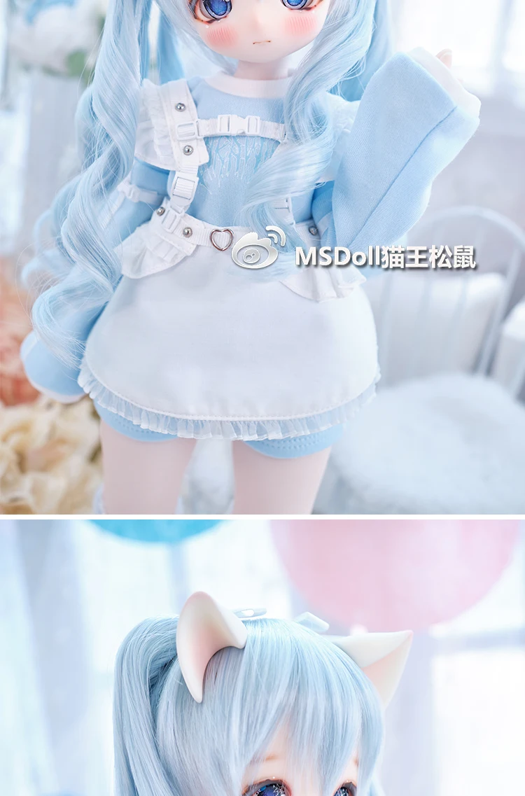 BJD Doll Wig 1/3 1/4 1/6 Handmade Bjd Doll Wig Curly Hair DIY Joints Doll Toy Fashion Fiber Double Tail Wig Dolls Accessories