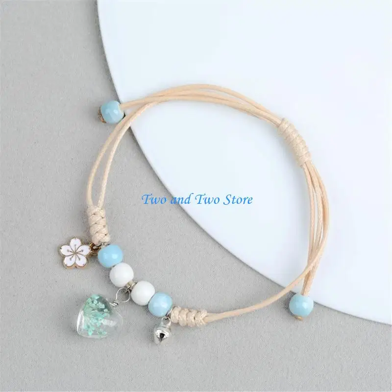 HX6F نمط الأزهار قلادة المعصم سلسلة ملحق سوار الصداقة المنسوجة للفتيات #5