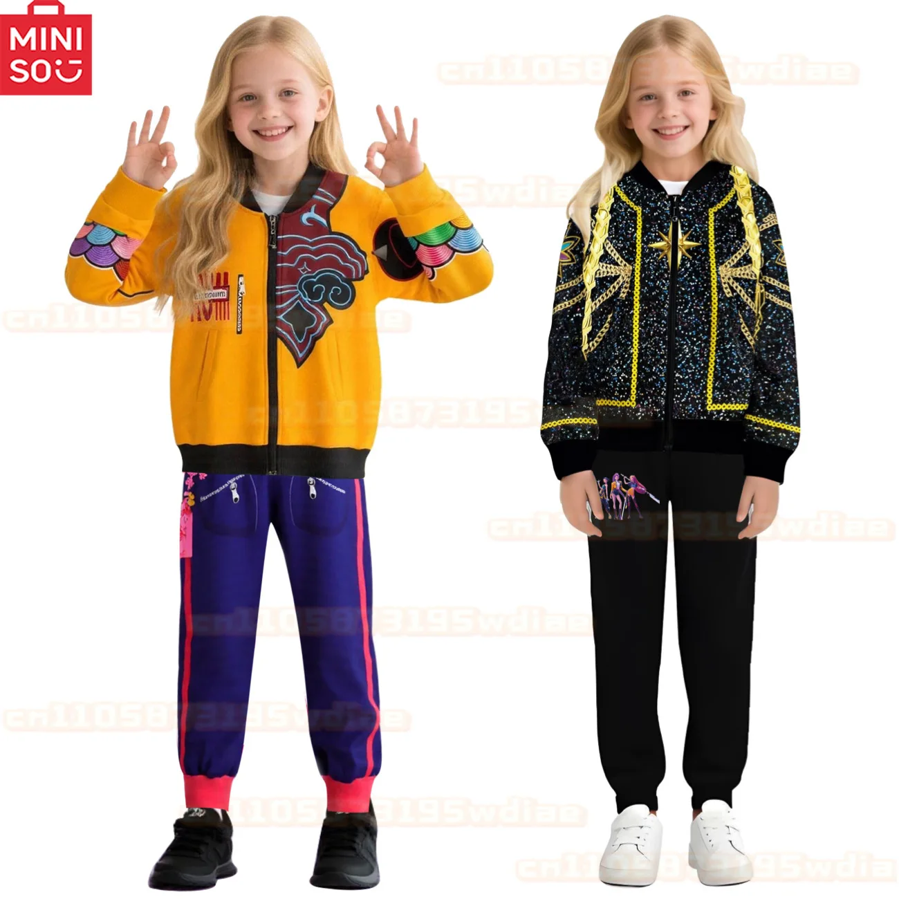 

Huntrix KPop Demon Hunters Rumi Cosplay Jacket Hoodie Sweatshirt Top Pants Set Girls Anime Sports Suit Halloween Costume Kids