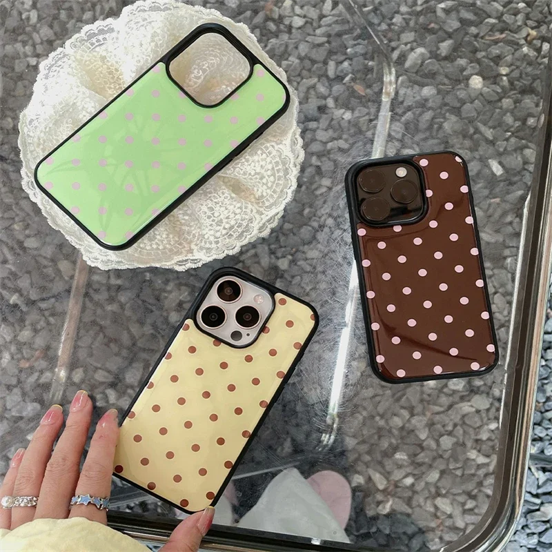 

Aesthetics Double Color Polka Dot Phone Case For iPhone 17 16 15 14 13 12 11 Pro Max Plus Jelly Cases Shockproof Bumper Cover