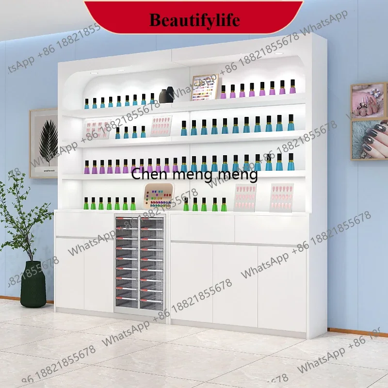 YL  Nordic Creative Nail Display Cabinet Modern Simple Storage Cabinet Designer Solid Wood Salon Furniture