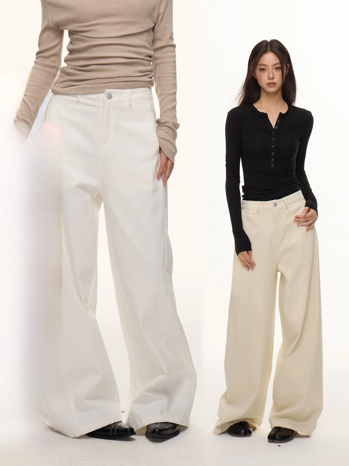 

Low Waist Wide Leg Cotton Denim Pants Women's Loose Fit Casual Trousers Vintage Style Spring Collection Ladies Fashion