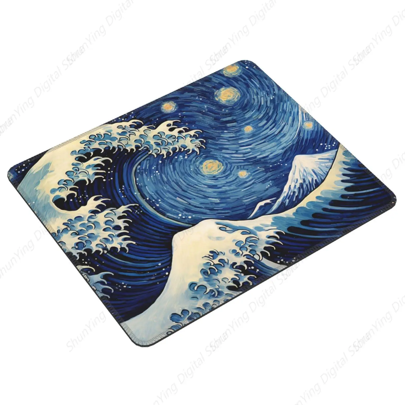 Blue Wave Mouse Pad Anti Slip Rubber Gaming Mouse Pad Suitable For Office Mouse Pads On Laptops 18*22cm