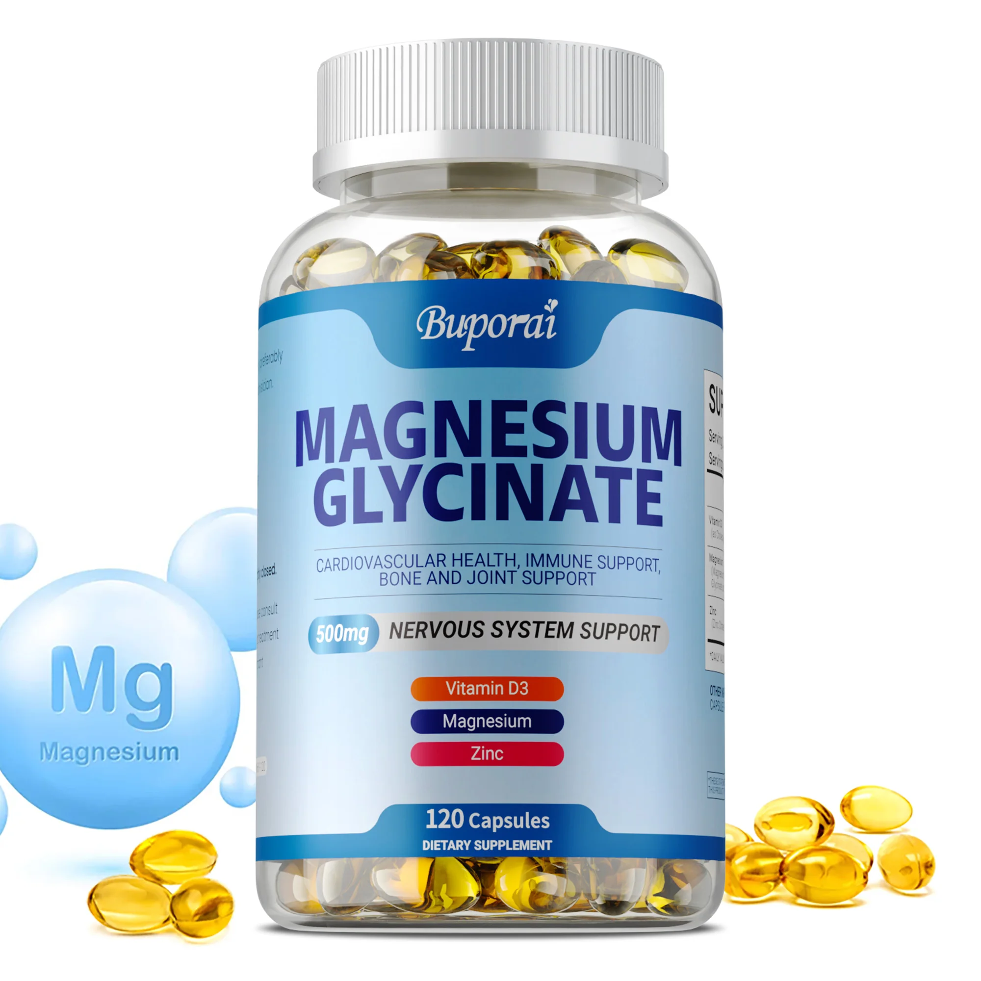 

Magnesium Glycinate Capsules - Absorption, Reduces Stress, Improve Mood, Promote Deep Sleep, Maintains Heart Health, Metabolism