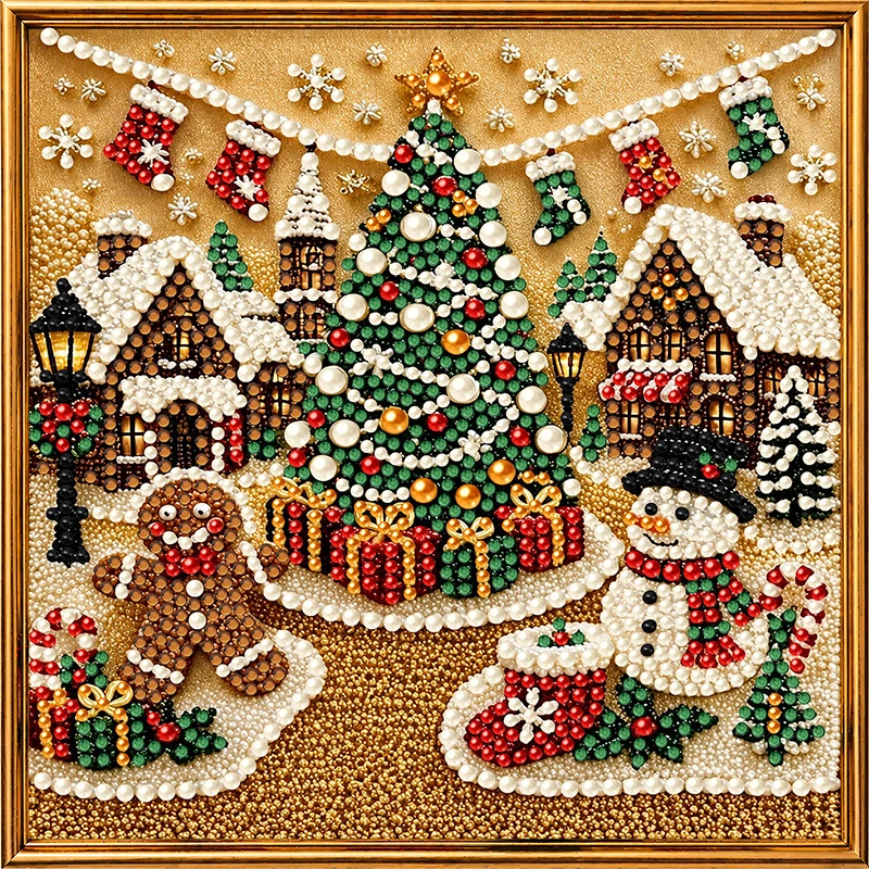 Weihnachts-Perlenmalerei DIY-Set, Weihnachtsmann mit bedrucktem Rand, handgemachtes Diamantmalerei-Dekorationswerk, Weihnachts-Hängedekoration-Bastelset für Erwachsene, einfach zu verwenden und stressabbauend, anfänger – Detail 10