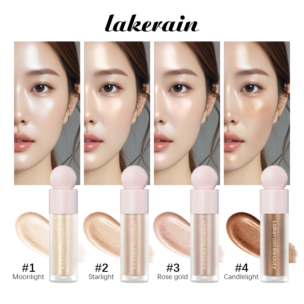 Lakerain Face Liquid Highlighter Waterproof Sweat-proof Long-lasting Golden Bronze Body Highlighter Fit&Smooth Brightening Fluid