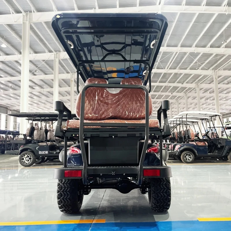 

For Sale New Fashion Luxury 4000W/7000W Factory Price 4 Seater Electric Golf Cart Brown Seat With Headrest Bumper Off-Road Tires