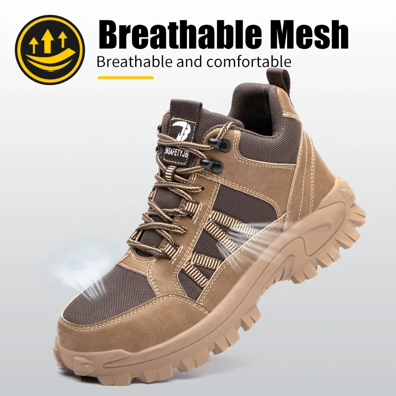 Men's Breathable Smash-Proof And Puncture-Proof Safety Shoes Work Safety Shoes On Site.