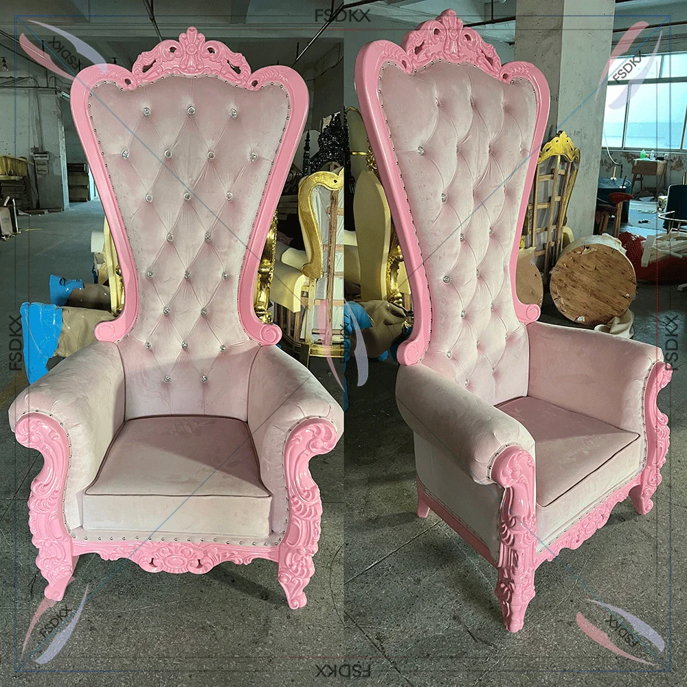 

Hot Design Popular Royal Cheap King Throne Chair Pink Wedding Chair For Bride And Groom