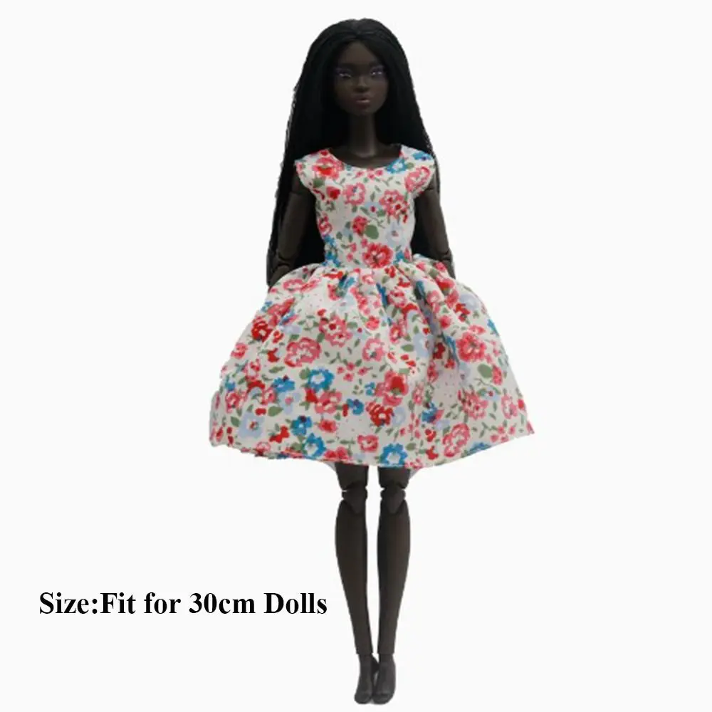 Modepuppe mit hängendem Hals, Rock, handgefertigt, Freizeitkleidung, Blumenkleider, DIY-Zubehör, Mädchen-Geschenkspielzeug für 30 cm große Puppen