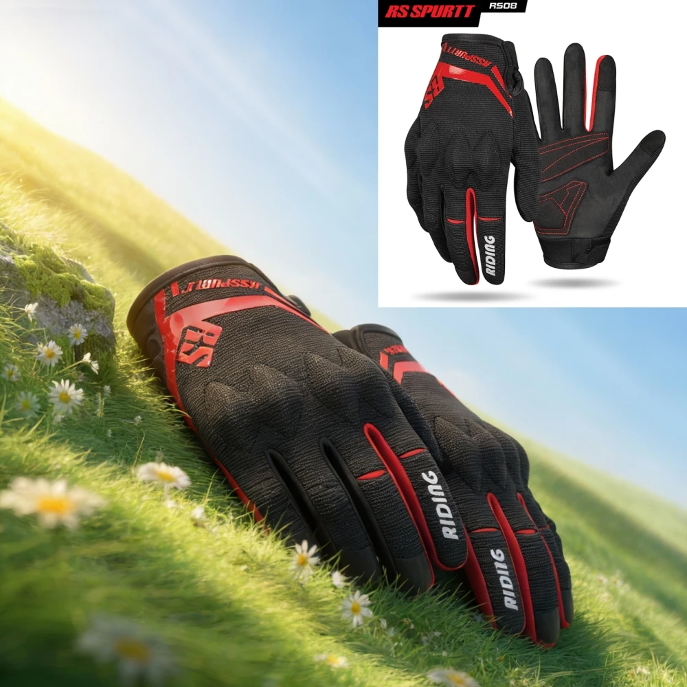

Летние мотоциклетные перчатки для мужчин и женщин — дышащие перчатки для верховой езды с защитой от ударов и полным пальцем, легкие RS08