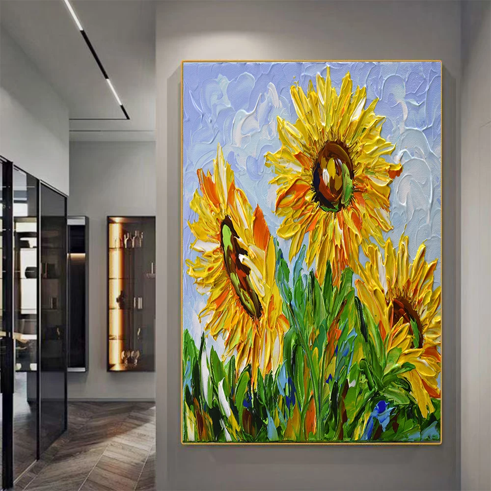 1pc Sunflower Pattern 3D Texture Decorative Core. The surface has prominent textures, suitable for home decoration,