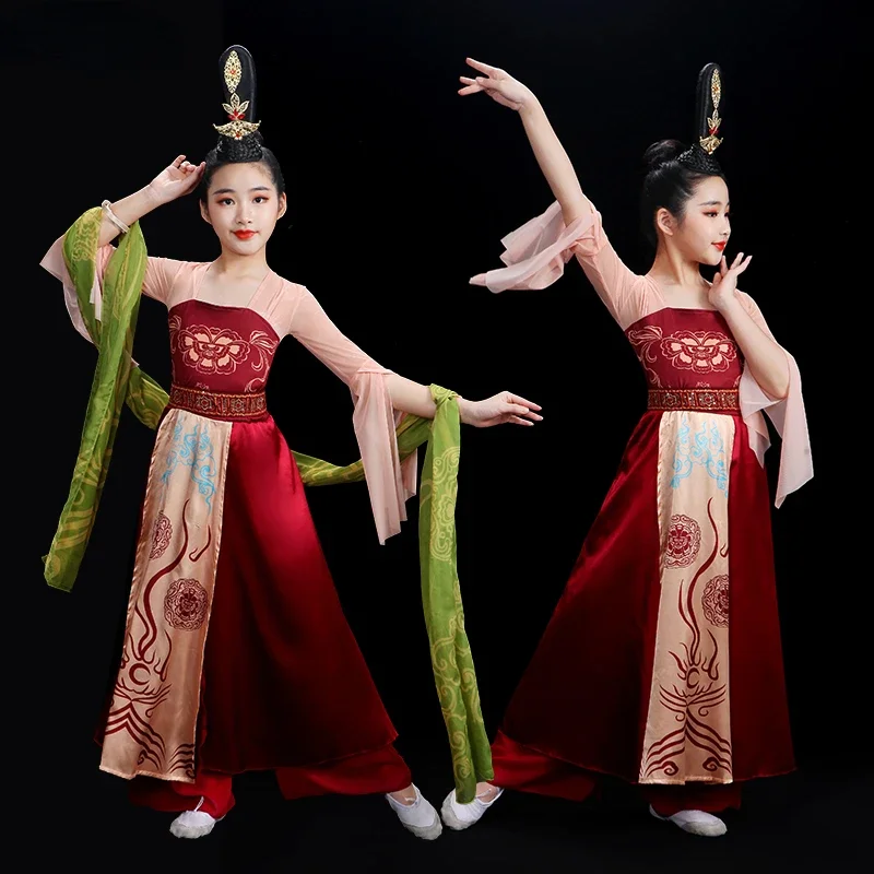 Nuevo conjunto de danza folclórica china, ropa de actuación Hanfu, danza clásica, ropa de práctica de danza Yangko elegante, disfraces de Cosplay de hadas