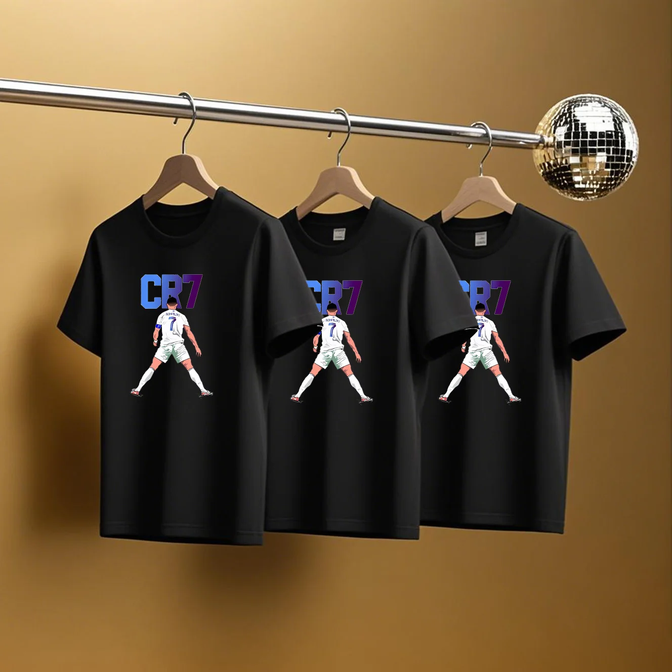 

In the summer of 2025, 3 pieces of high-end casual sportswear T-shirts with round collars from a trendy luxury brand for men