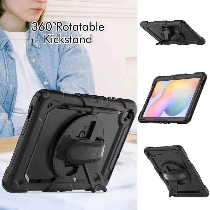 Imagem -03 - Suporte à Prova de Choque Tablet Capa para Samsung Ipad Air 10.9 10th Gen Cases Tela Pet e Strap Case para Samsung Tab s6 Lite 10.4 P610 P615 2024