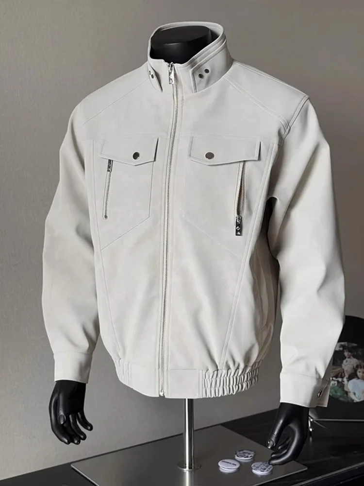 

Мужская демисезонная куртка из искусственной кожи Tee-Proof с воротником-стойкой, приталенного кроя, в стиле летного костюма, модная, на молнии