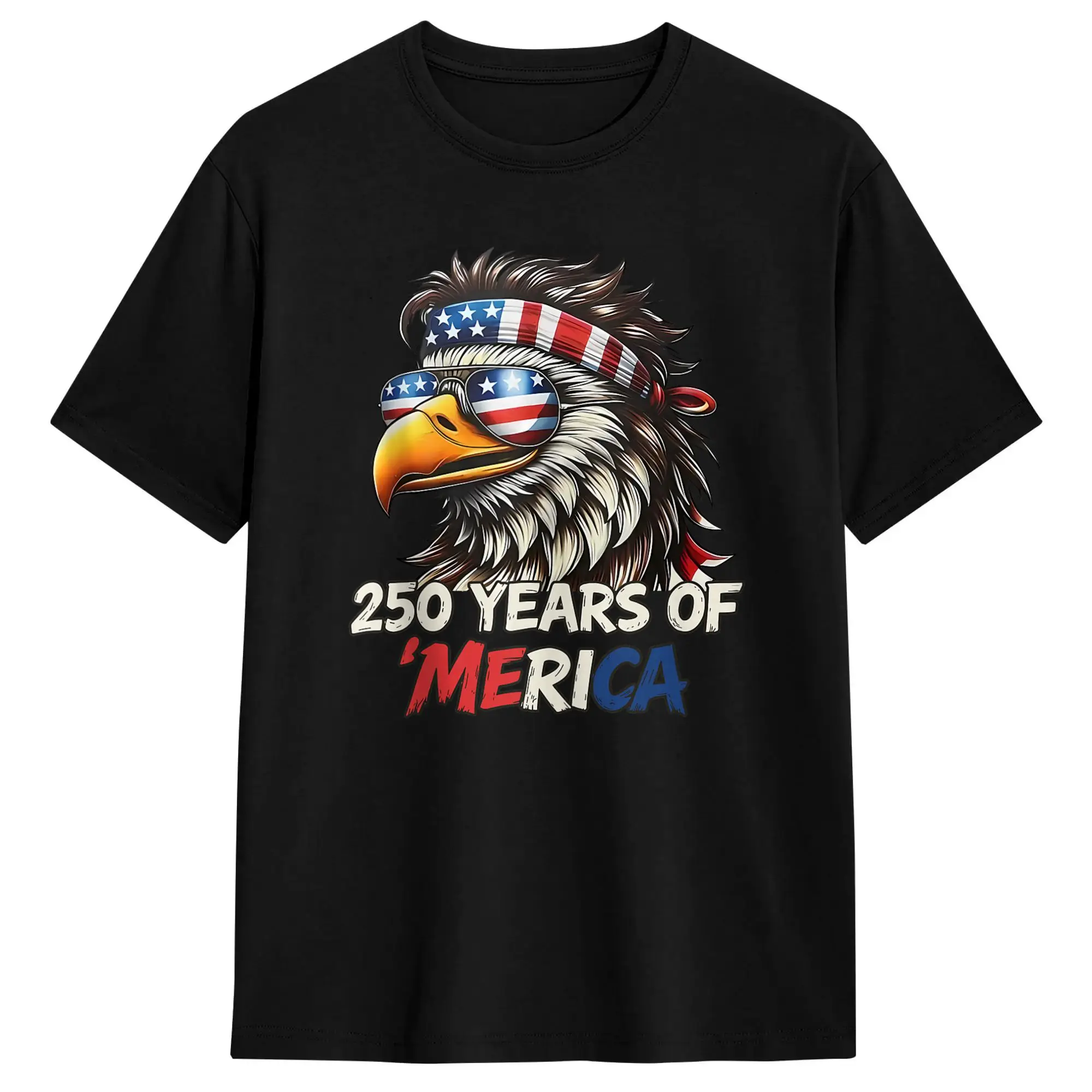Oversized T-Shirt Beach 250 Years of Merica Eagle 4th of July USA Flag Hipster T Shirts Cotton Tee Shirt Men's Classic Top Tees