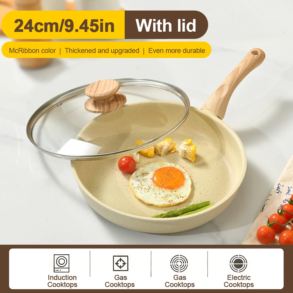 

Nonstick Frying Pan Skillet with Lid Frying Pan Skillet PFOA/PFAS/PTFE Free Chef's Pan Heat Resistant Handle for Eggs & Omelets