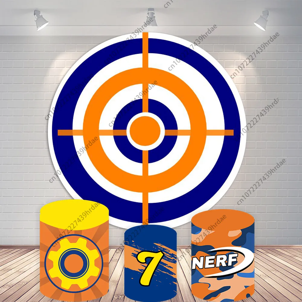 Nerf jogo de tiro pano de fundo capa redonda herói menino festa de aniversário fundo arma brinquedo bullseye cilindro elástico decoração banner r ban